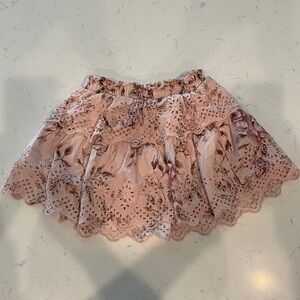 GAP x LoveShackFancy Girls Blush Pink Floral Eyelet Tiered Skirt